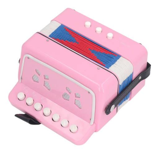 7-Key Button Accordion for Kids, Educational Instrument for Practice and Stage Performance, Beginner Accordion (Rose)