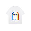 Oversize Women's Short-Sleeve T-Shirt with Rainbow Gradient Ghost (with Colorful Ring Eyes) Print