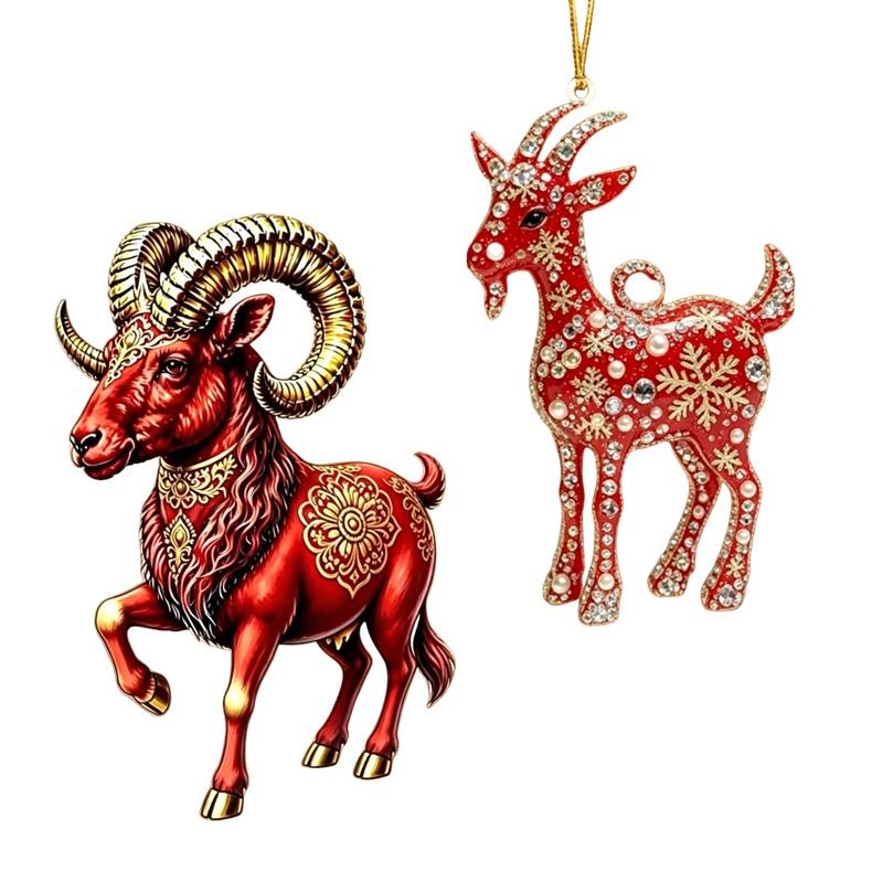 Блестящий подвесной ornament Коза 2D Плоский Акриловый Искусственный Стразы Подвеска для Декора Хэллоуина Аксессуар для Костюма Подарок
