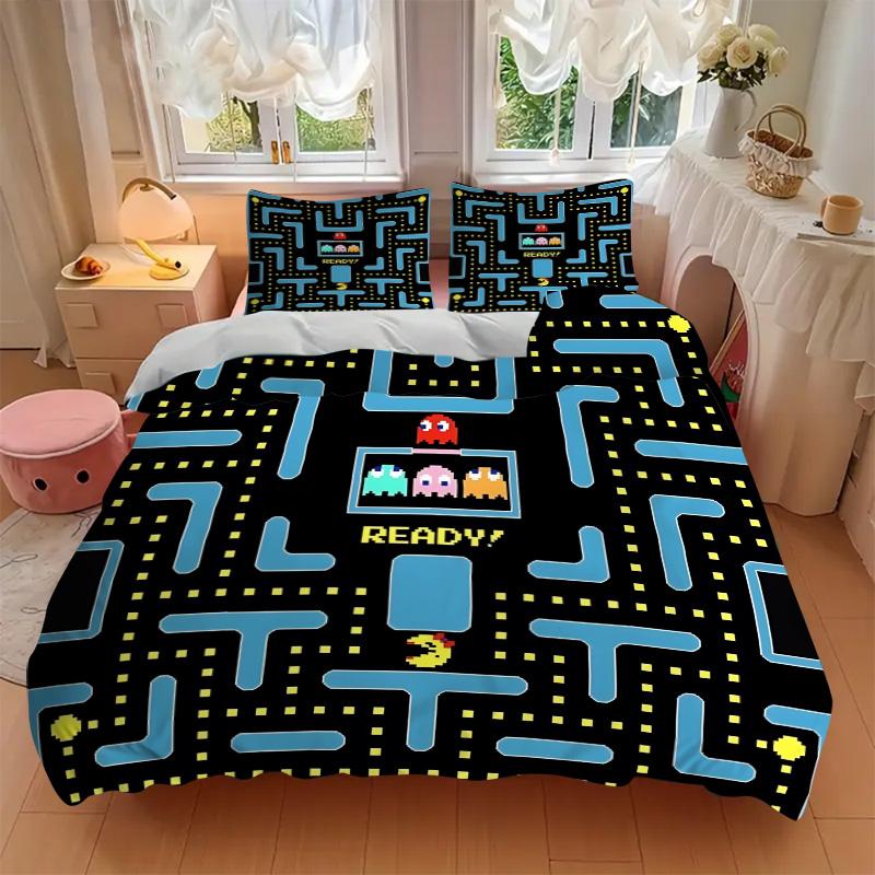 Pacman Classic Gameplay Print 3Pcs Bedding Setduvet Cover With 2 Bedropillowcase Home Birthday Gift
