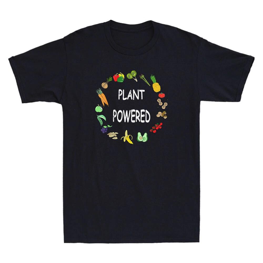 Plant Powered Funny Vegan Plant Based Vegetarian Graphic Vintage Men's T-Shirt