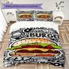 Mixed-Color Comic Burger Pattern Bedding,Quilt Set Quilt Cover Pillowcase Home Birthday Gift (1*duvet cover+2*pillowcase,without core)ZSJT0917363
