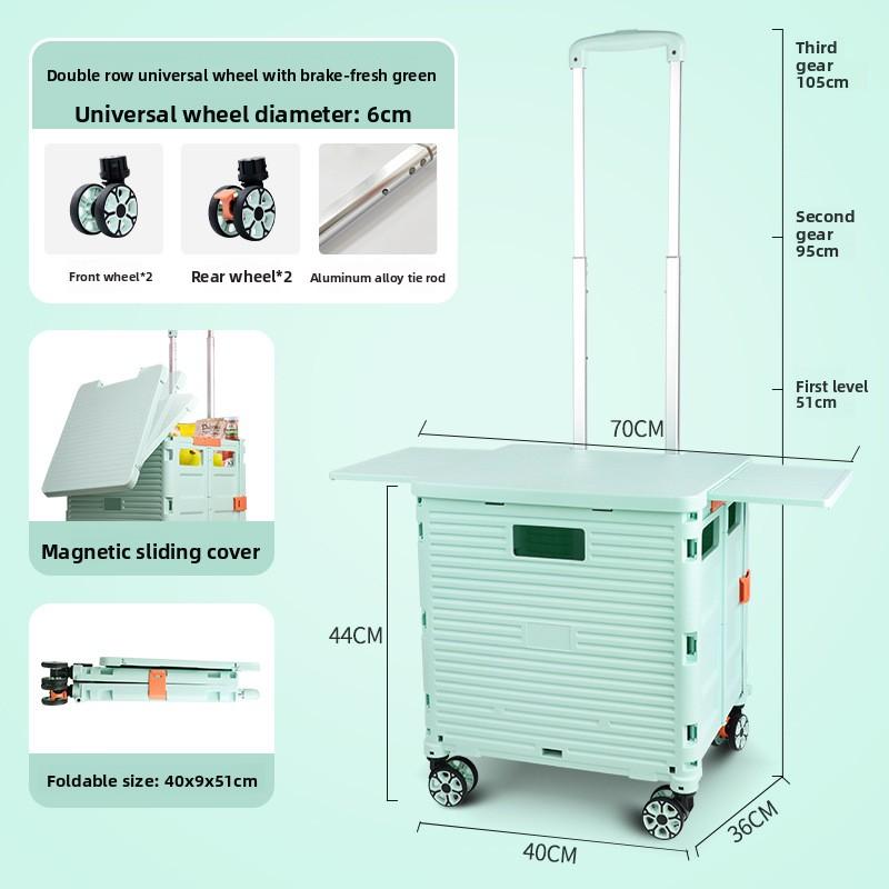 Exquisite Minimalist Shopping Cart Trolley Upgraded Magnetic Box Cover Retractable Folding Trolley