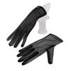 Girls White Faux Silk Transparent Black Ultra Thin Opera Gloves Finger Gloves Mesh Short Gloves