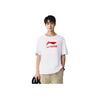 Футболка с коротким рукавом Li Ning Badminton Series с буквенным логотипом, быстросохнущая, унисекс, стандартная, белая ATSU493-2