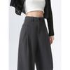 Gray Wide-leg Pants Women's Spring and Autumn New High-end Suit Pants High-waist Drape Casual Floor-mopping Straight Pants