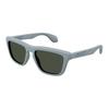 Gucci Temple Logo Plate Frame Irregular Sunglasses Unisex Couple Grey