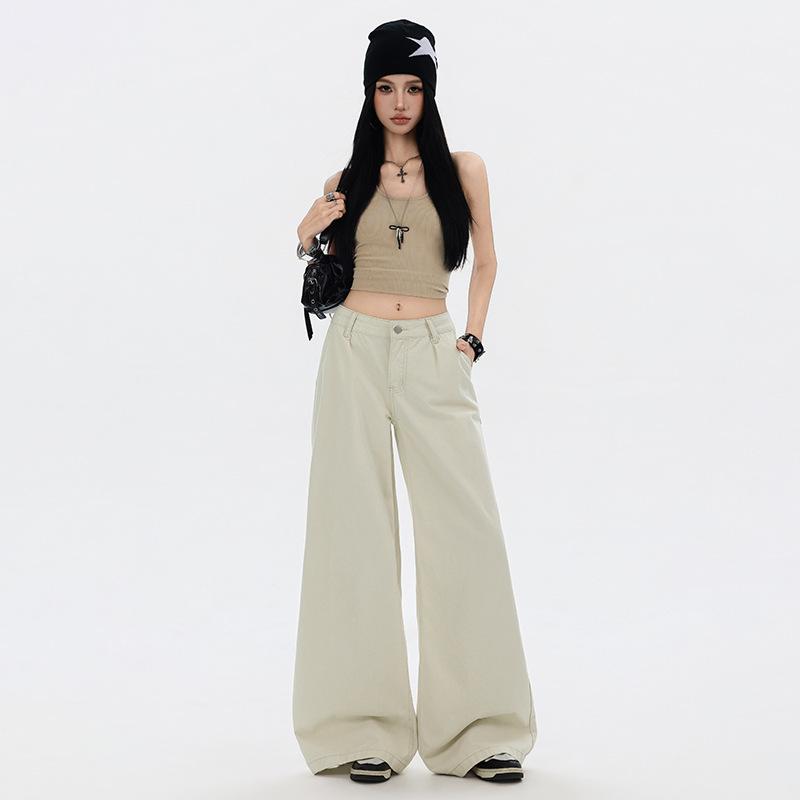 Spring and summer new casual wash jeans women's American wide-leg loose and thin casual pants