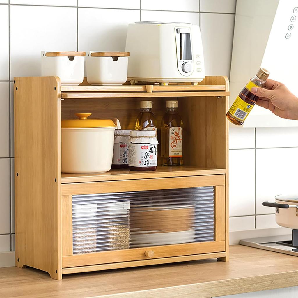 Двухъярусный шкаф для хранения с ручками, настольный органайзер для хранения с большой вместимостью, современный буфет с акриловыми дверцами