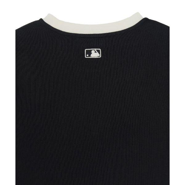Женская спортивная футболка MLB с контрастным цветом, круглым вырезом, коротким рукавом, эластичная 3FTSV0164-50BKS