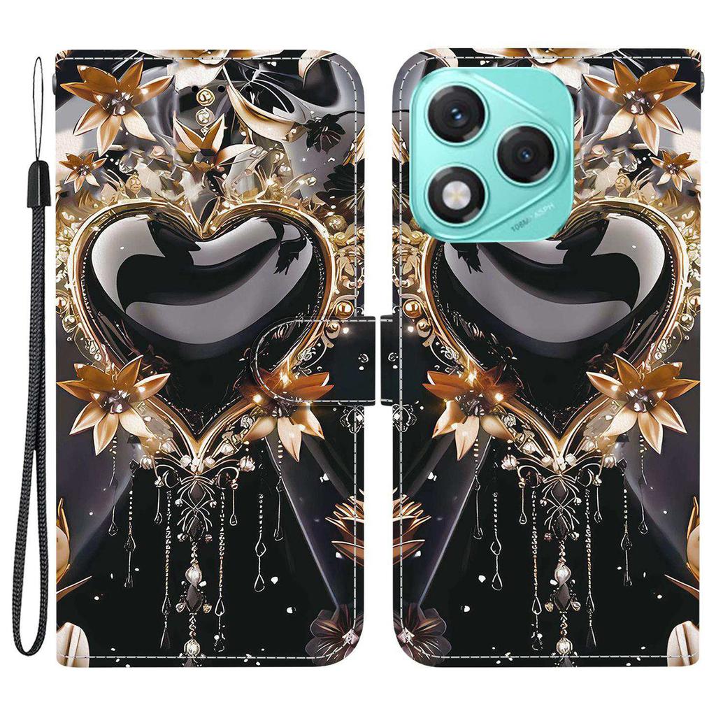 Для Honor 400 Lite 5G Кошелек Чехол С Принтом Кожаная Подставка Чехол для Телефона с Ремешком