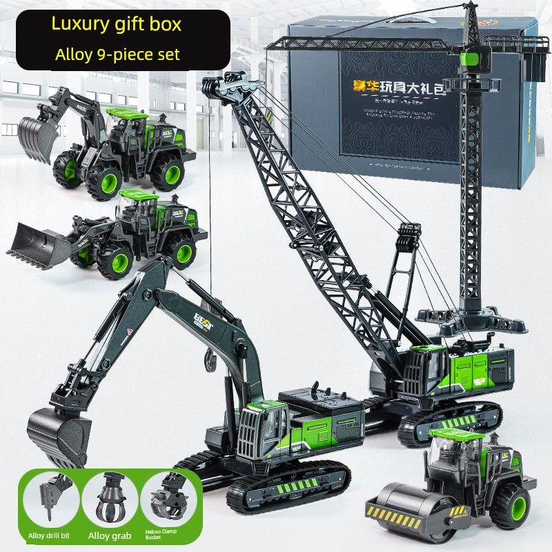 Детский набор инженерной техники из сплава Экскаватор Развивающие игрушки для мальчиков 2-4 лет 6 Кран Каток Бетономешалка