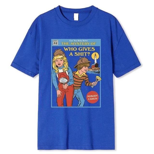 Можете ли вы помочь разгадать тайну «Кто насмехается?» Мужская футболка, модная повседневная уличная футболка большого размера, свободная хлопковая футболка, одежда