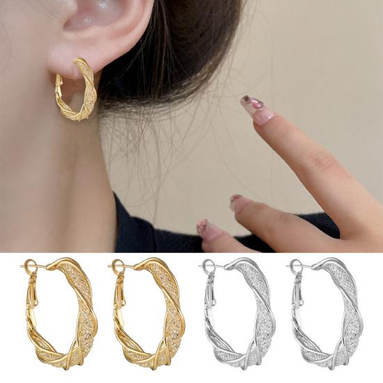 1 пара сережек Huggie в стиле ретро, ​​блестящие витые полые геометрические однотонные серьги с гальваническим покрытием, легкие украшения для ушей из нержавеющей стали, ювелирные изделия