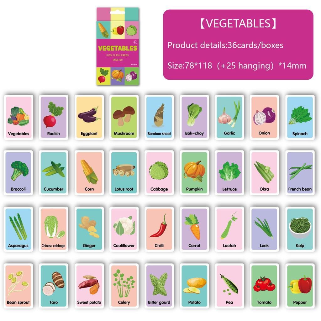36PCS/Set Animal Shape Color Time Flash Card Kids Montessori Early Education Learning Educational Toys For Children Gifts