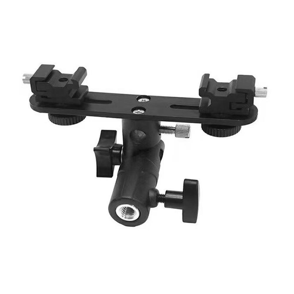 Dual Flash Bracket Umbrella Holder Light Stand Bracket Mount Double Hot Shoe Flash Umbrella Holder for DSLR Camera Accessories