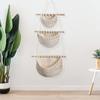 1PC Over The Door Organiser 3 Tier Hanging Organiser Wall Rope Wall Basket Wall Mounted Cotton Rope Home Decor Two Colours