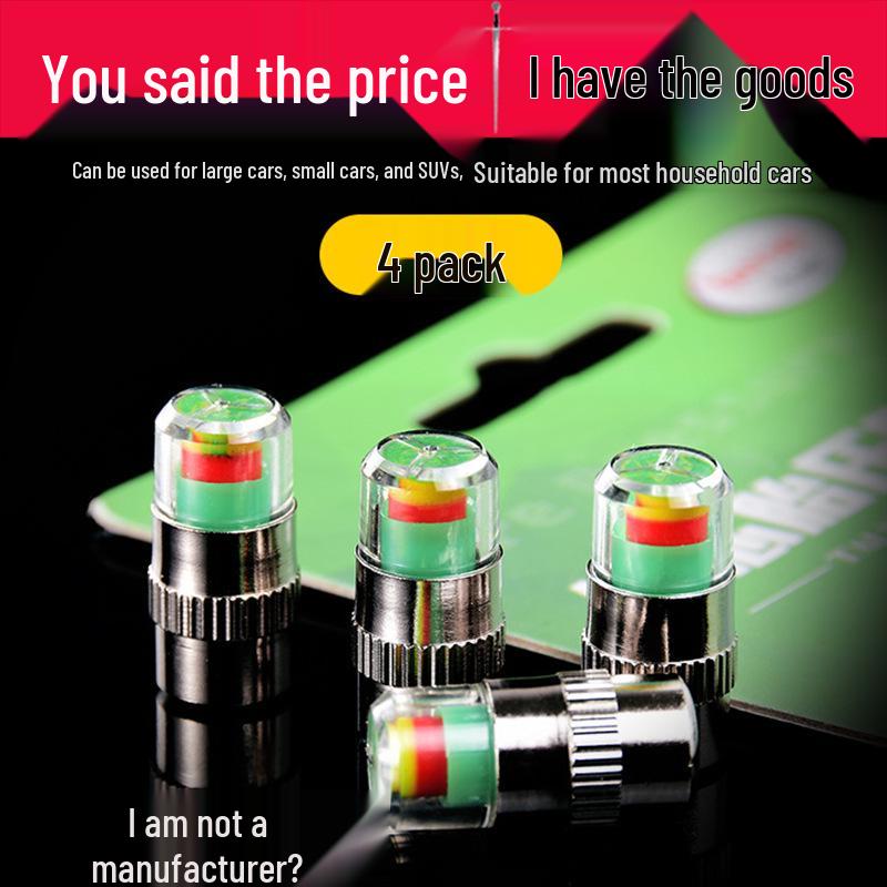 Copper Core Anti-Theft Tire Pressure Monitor Cap - Visual Warning Device and Pressure Detector