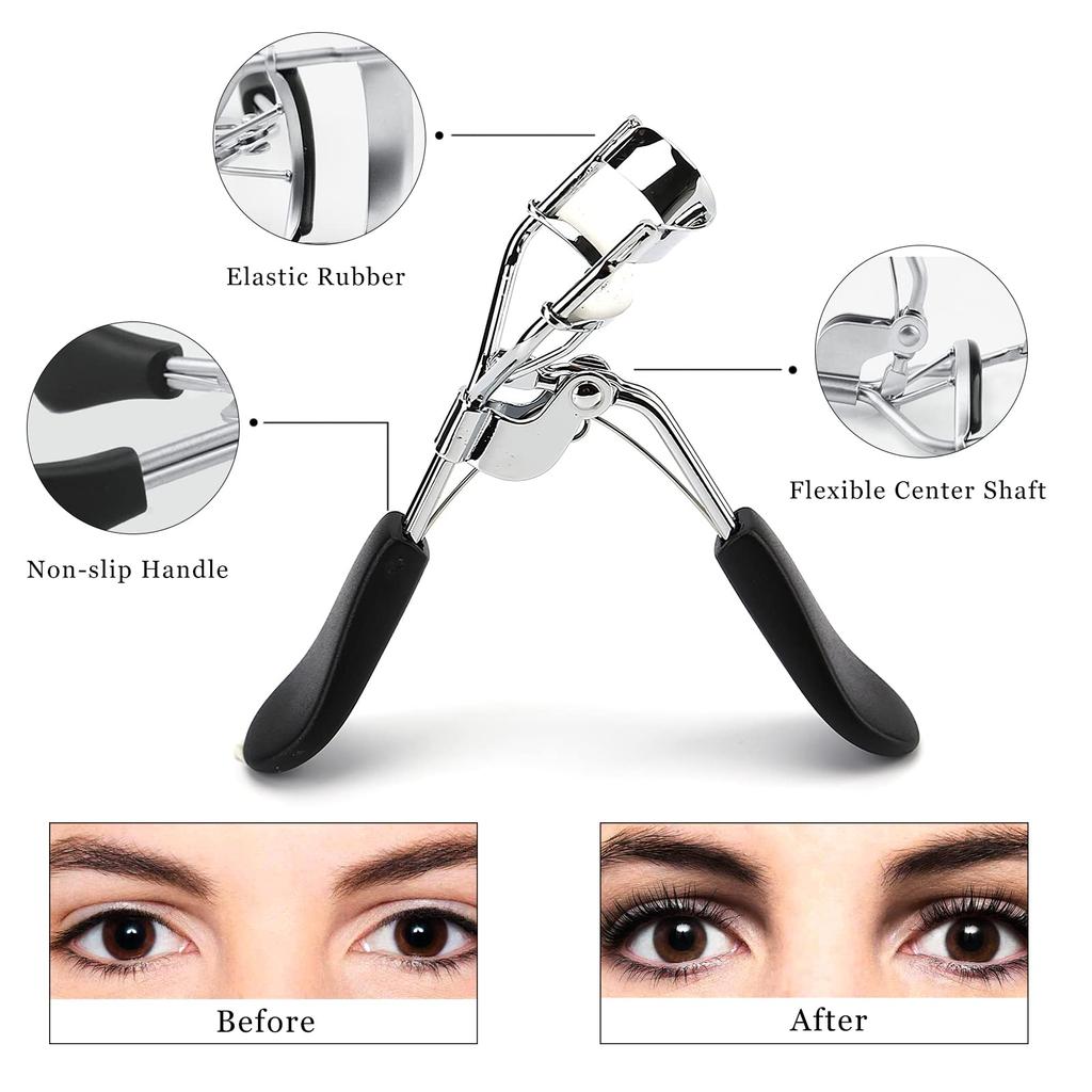 Eyelash Curler, Vegan Makeup Tool, Manual Eyelash Curler, Creates Eye-Opening & Lifted Lashes, Lash Curler Includes Additional Rubber Replacement Pad