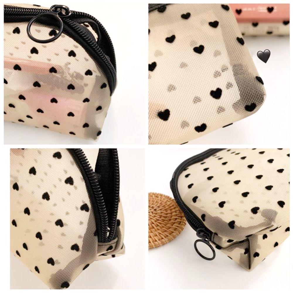 Cute Fashion Mesh Portable Zipper Toiletry Bag Pen Case Makeup Bags Pencil Pouch Cosmetic Bag