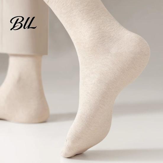 Non-binding Top Socks Men Crew Socks, Solid Color Casual Soft Non Binding Winter Warm Dress Breathable Sweat Wicking Mid-calf for Autumn And