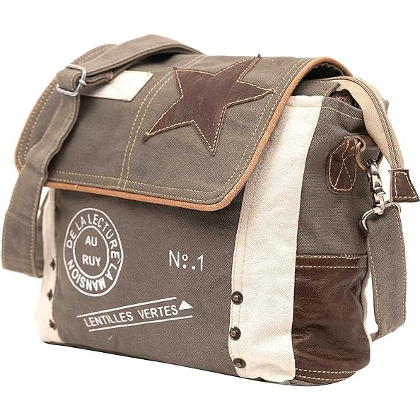 Кожаная сумка через плечо Star, регулируемая ручка, холщовая сумка через плечо