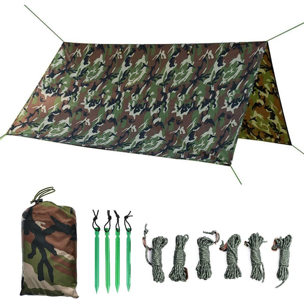 Kylebooker Camping Hammock Rain Fly 10 X 10 Feet, UV Protection and Waterproof, Camo Tent Tarps for Outdoor Adventure, Hiking