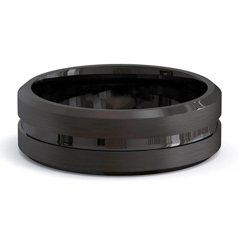 8 мм черное модное кольцо для мужчин из сплава с простой канавкой и матовой матовой поверхностью, мужские обручальные кольца, мужские кольца на годовщину