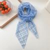 Bow Ties Plaid Pattern Long Silk Scarf Cravat Printed Flower Scarf Wrap Hair Band Long Ribbon Scarves Neckerchief Decoration