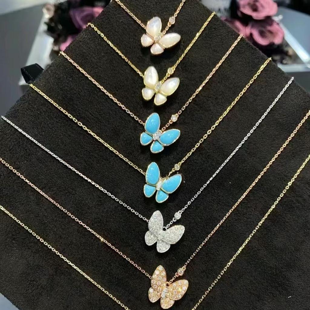 Ожерелье Бабочка Белое Перламутровое Голубое Бирюзовое Универсальное Женское Ожерелье