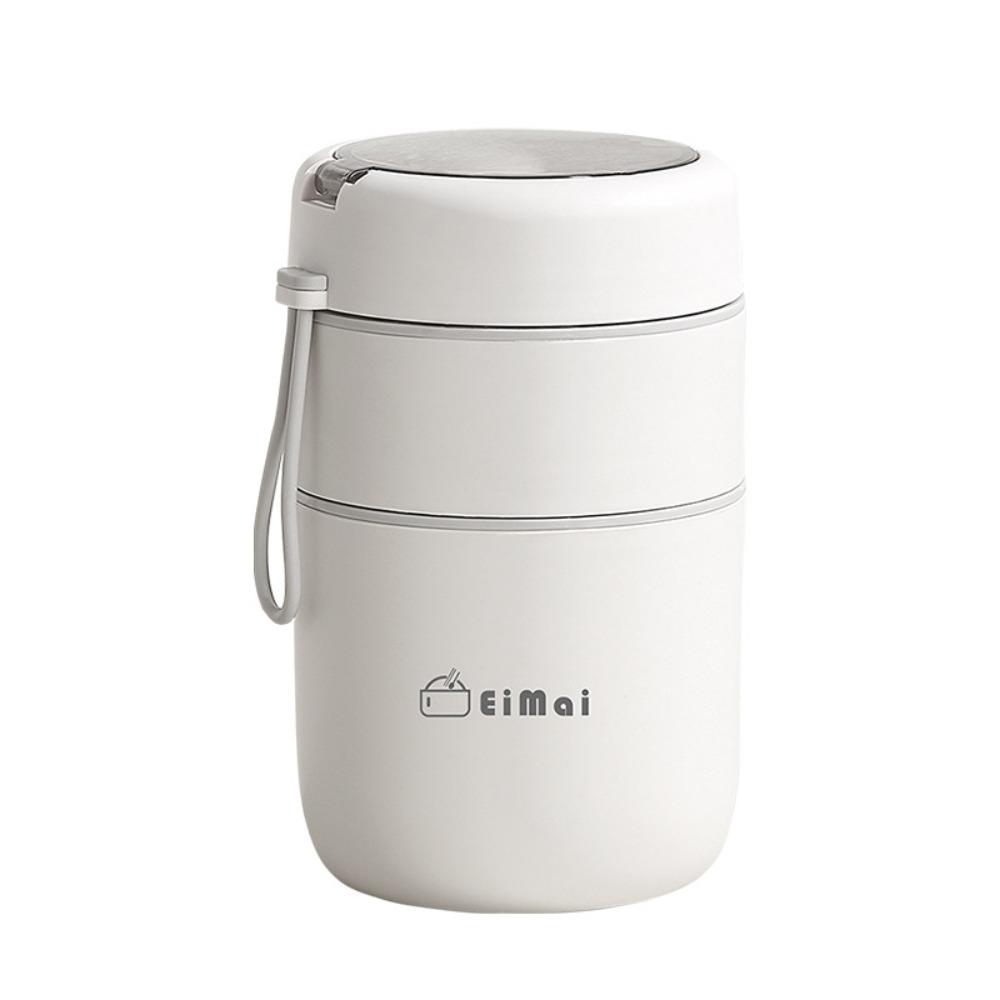 Stainless Steel Double Layers Lunch Box with Spoon Insulated Food Container Camping