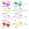 Cosplay Costume Rimless Heart Sunglasses Pink Hippie Sunglasses Metal Sun Glasses Heart-Shaped