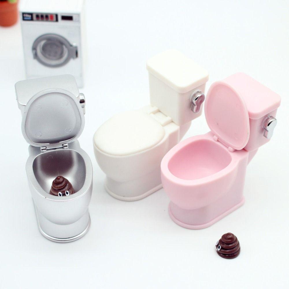 Flushing Sound Dollhouse Toilet Scene Prop Miniature Toilet Toys For Children