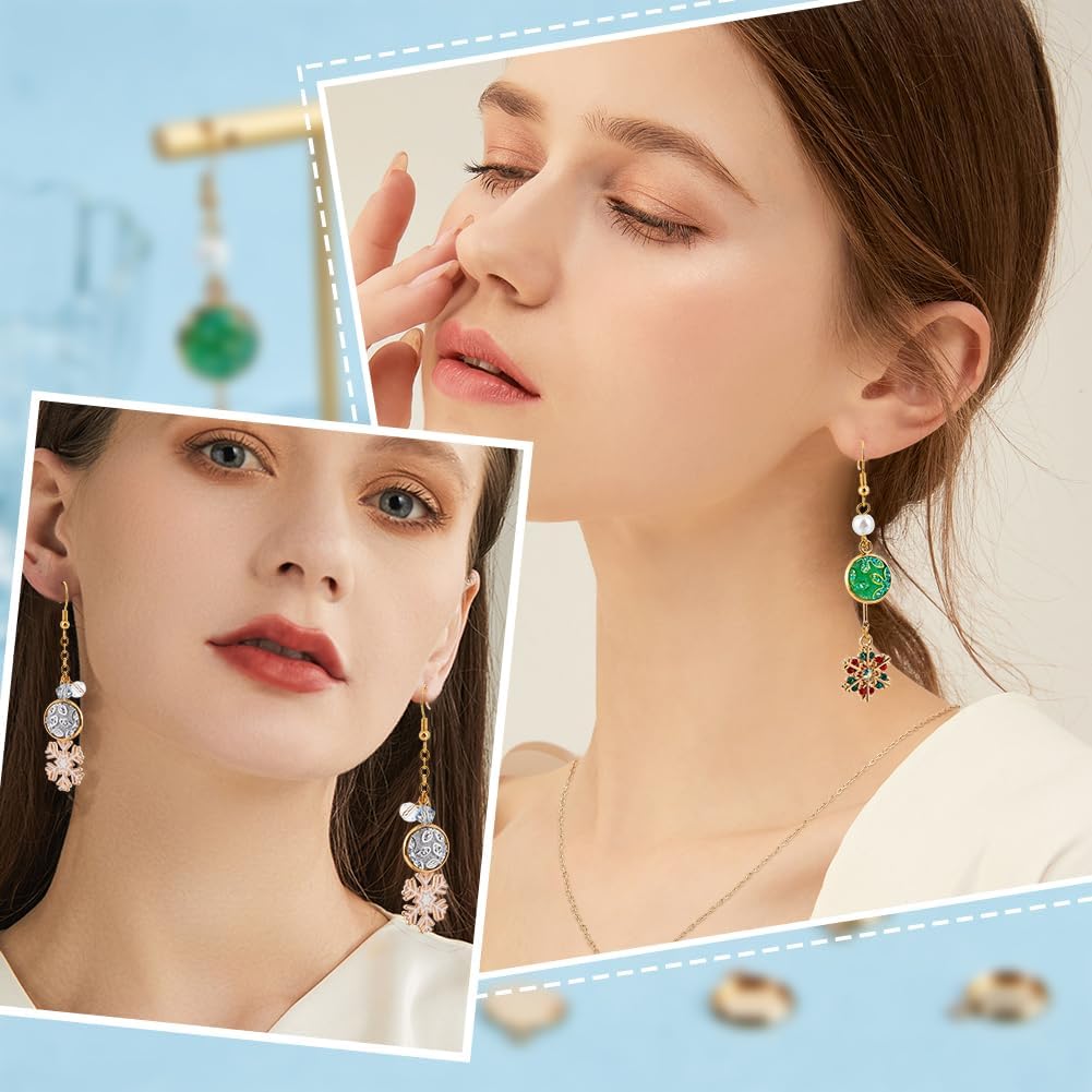 Beebeecraft 1 Box 40Pcs Flat Round Charm 24K Gold Plated Brass 12mm Blank Bezel Tray Charms Cabochon Settings with Loop for Jewelry Making