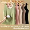Sleeveless Thermal Underwear Camisole Double Pockets Thermal Tops  Autumn Winter