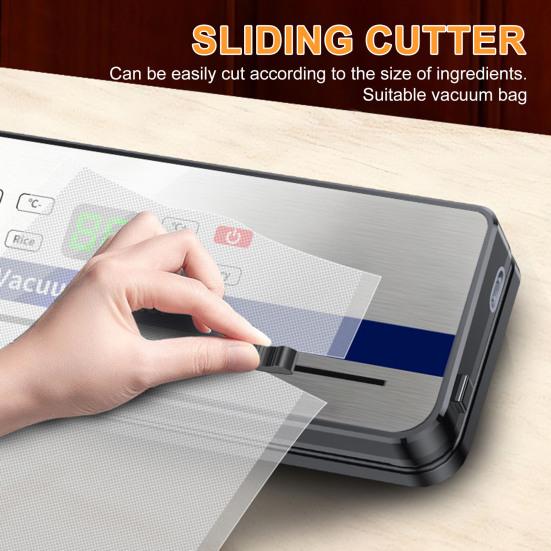 Электрический вакуумный упаковщик с регулируемой температурой запайки, встроенным резаком, портативный запайщик для пищевых продуктов, сенсорный запайщик пакетов для кухни, домашнего использования