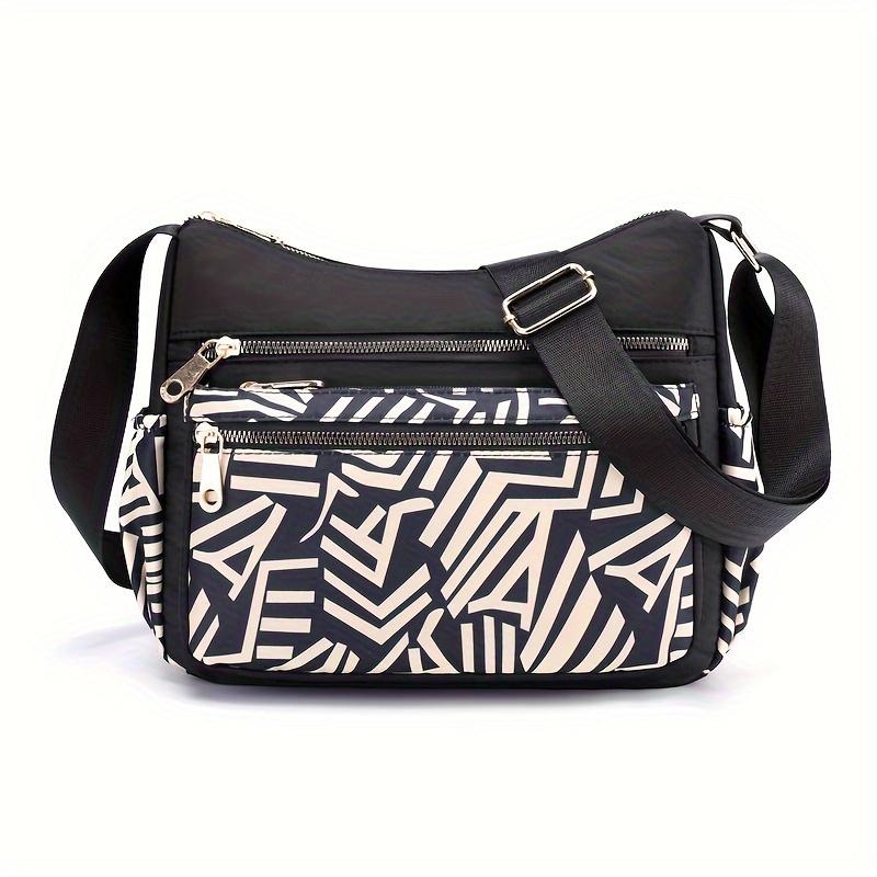 Stylish Elephant Print Crossbody Bag - Adjustable Strap, Water-Resistant, Multi Pockets