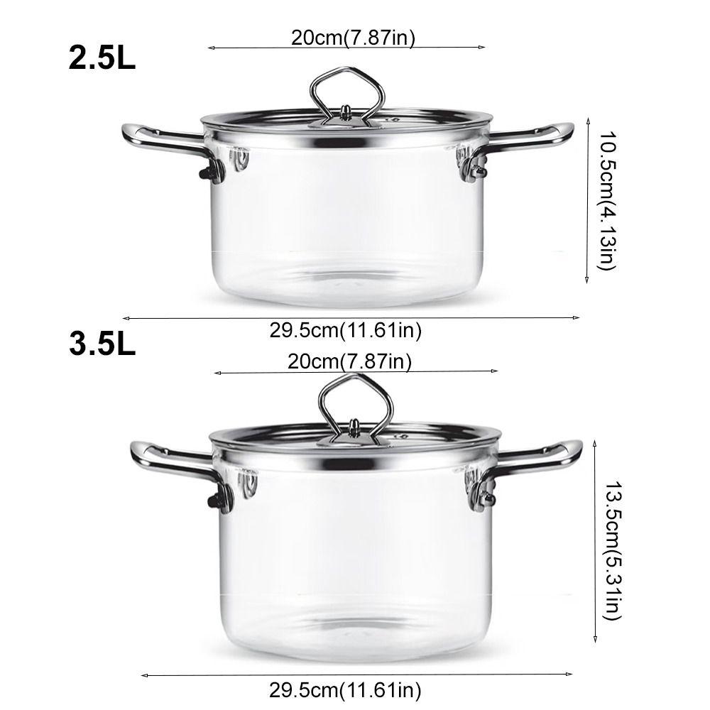 Modern High Borosilicate Glass Cooking Pot Transparent Milk Pot Glassware Soup Pot Porridge