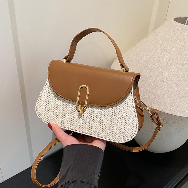 Holiday style woven women's bag Korean version messenger bag fashion bag texture small square bag handmade straw bag styling small bag