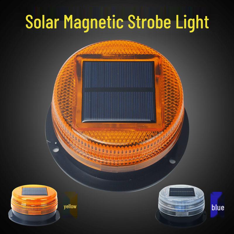 Solar-Powered Magnetic LED Strobe Light for Construction and Night Parking