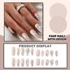 Женские накладные ногти среднего размера с рисунком телесного цвета на акриловых ногтях глянцевые накладные ногти с полным покрытием