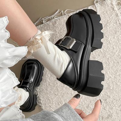 Модный тренд британский стиль платформы маленькие кожаные туфли женские новинка весна и осень 2025 черные с юбкой туфли Мэри Джейн одинарные