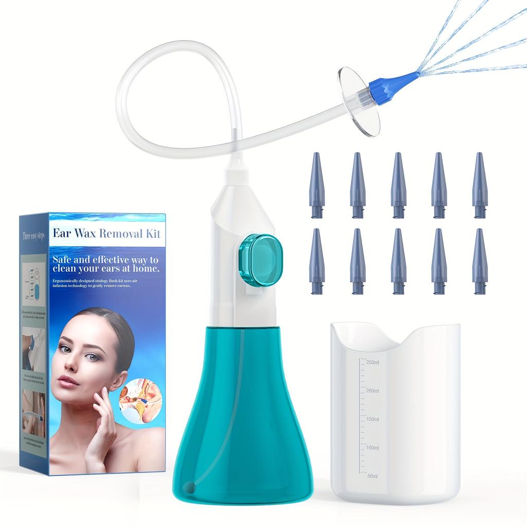 1pc Ear Wax Removal Tool Kit With 17.53 Cm Irrigation Syringe And 10 Tips, Manual Ear Cleaning System For Safe And Effective Wax Buildup Removal