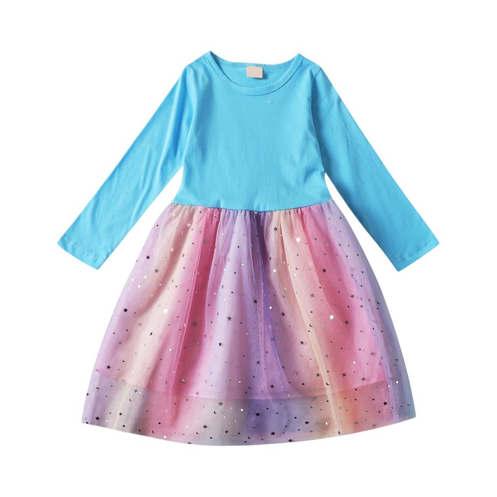 Платье с длинным рукавом для девочек - Тюлевое вечернее платье