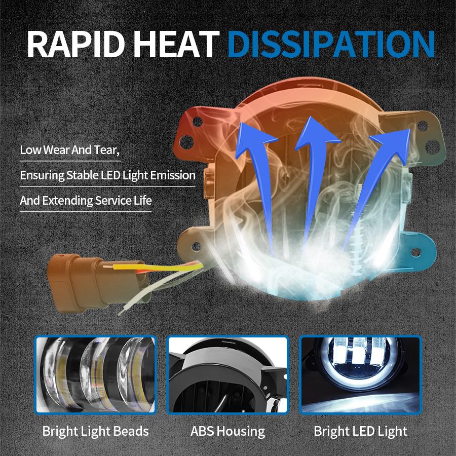 4-дюймовый светодиодный фонарь Angel Eye Led LED DRL с синим противотуманным фонарем белого янтарного цвета с кольцевым ореолом DRL для Jeep Wrangler JK TJ Dodge Journey