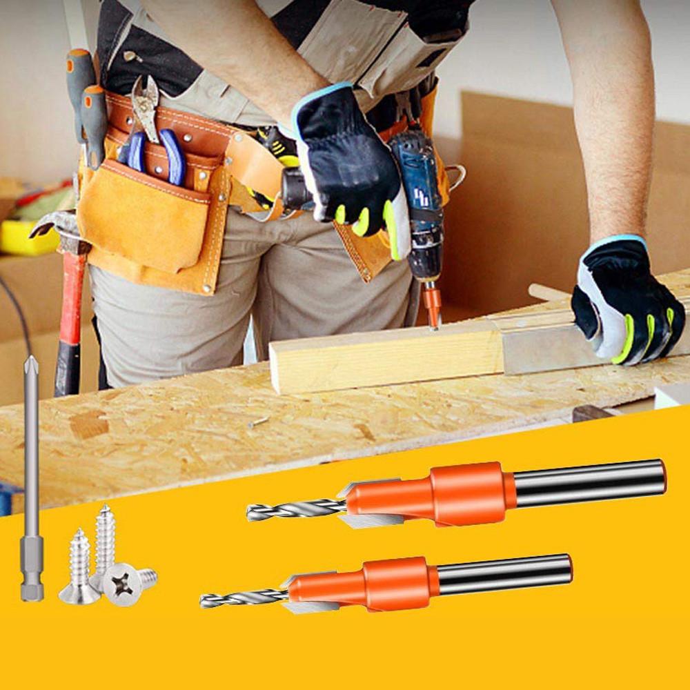 4pcs HSS Countersink Drill Bit Set Screw Woodworking Chamfer W/ Wrench Screw Acc