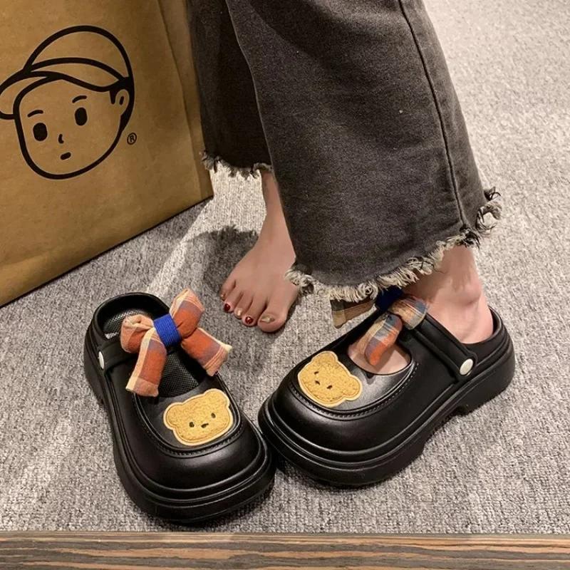 Нескользящие туфли на высоком каблуке с повышенным износом. Туфли с дырочками. Пляжные сандалии. Домашняя обувь. Новые тапочки на толстой подошве. Женские Sandalias Mujer.