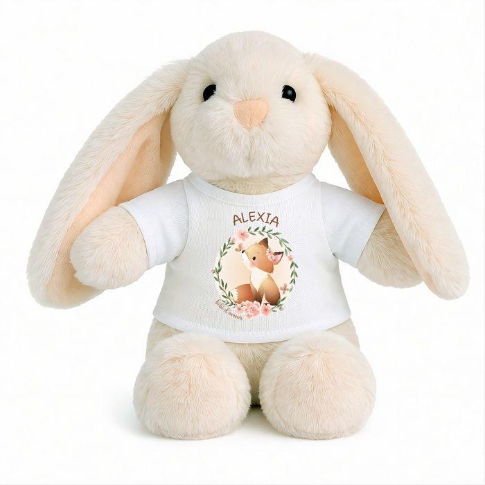 Planetee Peluche Lapin Bébé Doudou Alexia d'Amour Renard Cadeau Naissance Fille Nouveau-Né Baby Shower