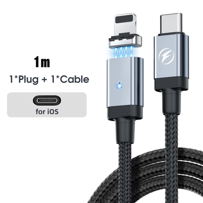 HdoorLink Кабель USB C PD 65 Вт, магнитный кабель USB типа C, кабель USB C к Lightning для iphone 15, 14, 13, 12, 11, магнитный кабель для телефона Samsung
