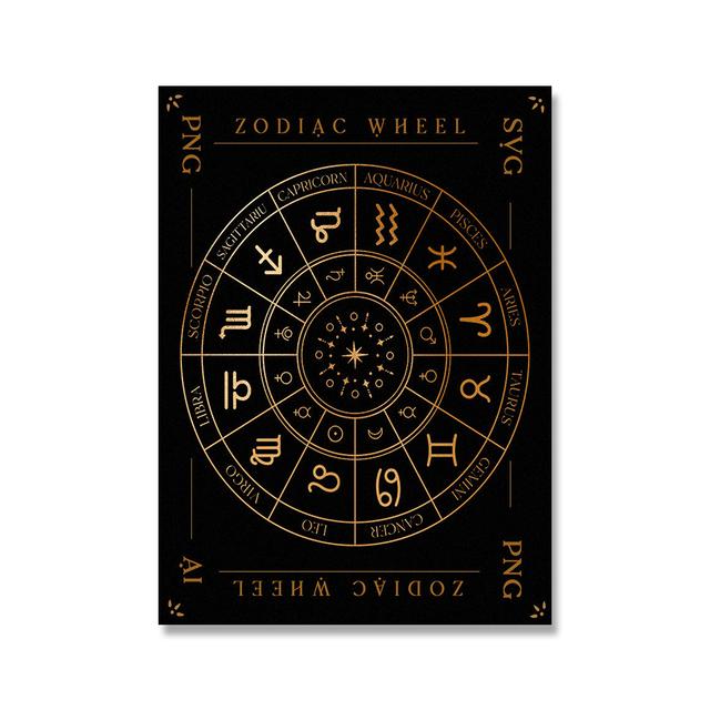 Гороскоп Гадание Плакат Астрология Зодиак Фаза Луны Символы Печатает Холст Картины Настенные Художественные Фотографии Ведьма Декор Для Гостиной